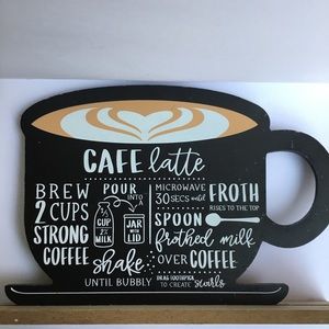 Coffee Sign Chalk Board, Latte Recipe, Personalize